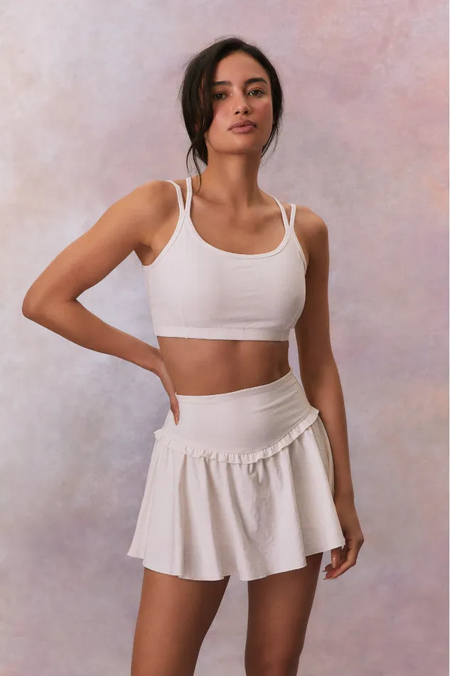 Active Women LoveShackFancy Vanina Bow Print Active Skort Cloud Dancer
