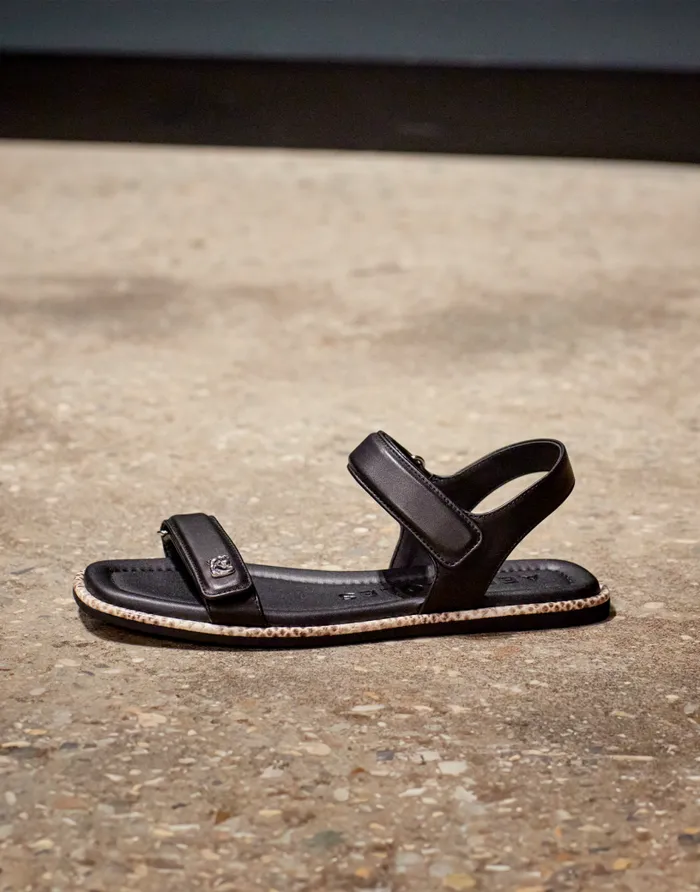 Aerosoles Comfortable Women039s Adjustable Quarter Strap Sandal In Black Leather Black Leather Women Flats