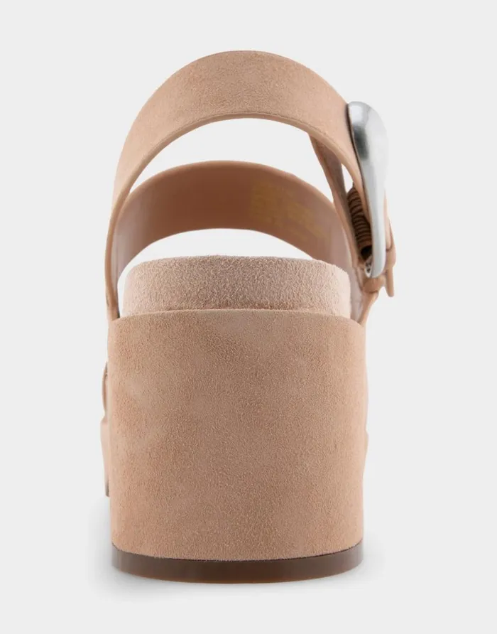 Aerosoles Comfortable Women039s Asymmetrical Molded Footbed Platform Sandal In Cipria Suede Cipria Suede Women Clogs and Mules