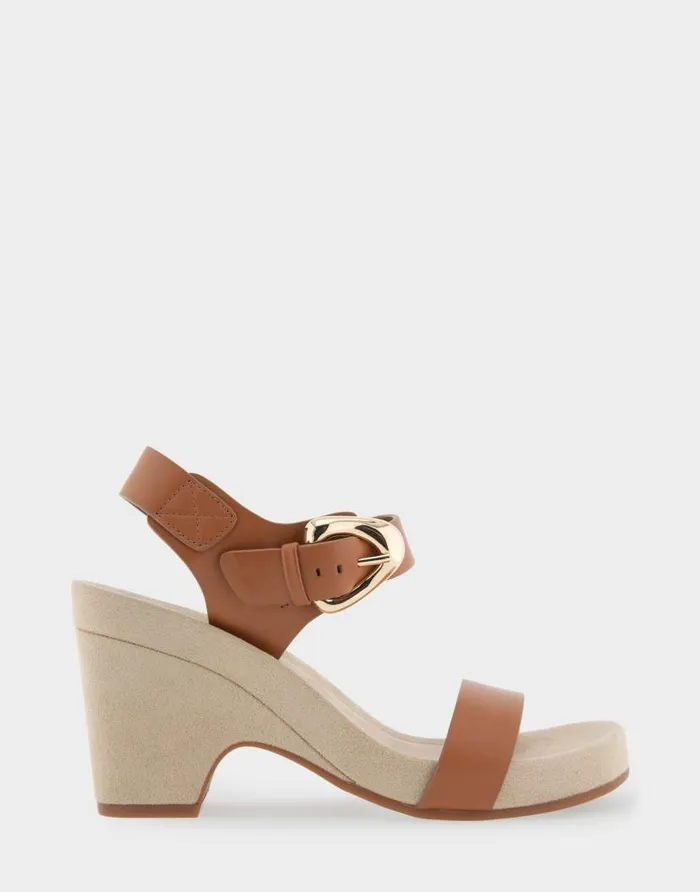 Aerosoles Comfortable Women039s Buckled Footbed Wedge Sandal In Tan Leather Tan Leather Women Wedges Aerosoles Comfortable Women039s Buckled Footbed Wedge Sandal In Tan Leather Tan Leather Women Wedges