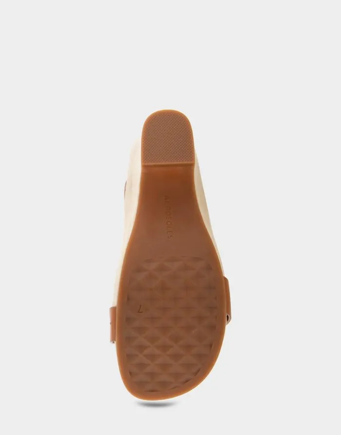 Aerosoles Comfortable Women039s Buckled Footbed Wedge Sandal In Tan Leather Tan Leather Women Wedges