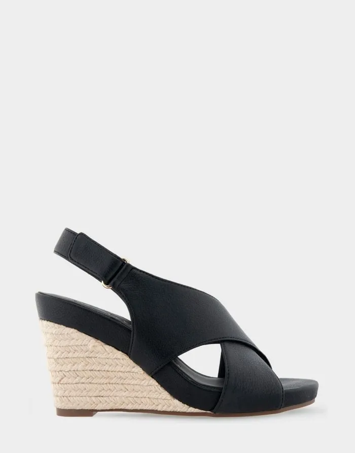 Aerosoles Comfortable Women039s Crisscross Velcro Back Footbed Wedge Sandal In Black Faux Leather Black Faux Leather Women Wide Width Sandals Aerosoles Comfortable Women039s Crisscross Velcro Back Footbed Wedge Sandal In Black Faux Leather Black Faux Leather Women Wide Width Sandals