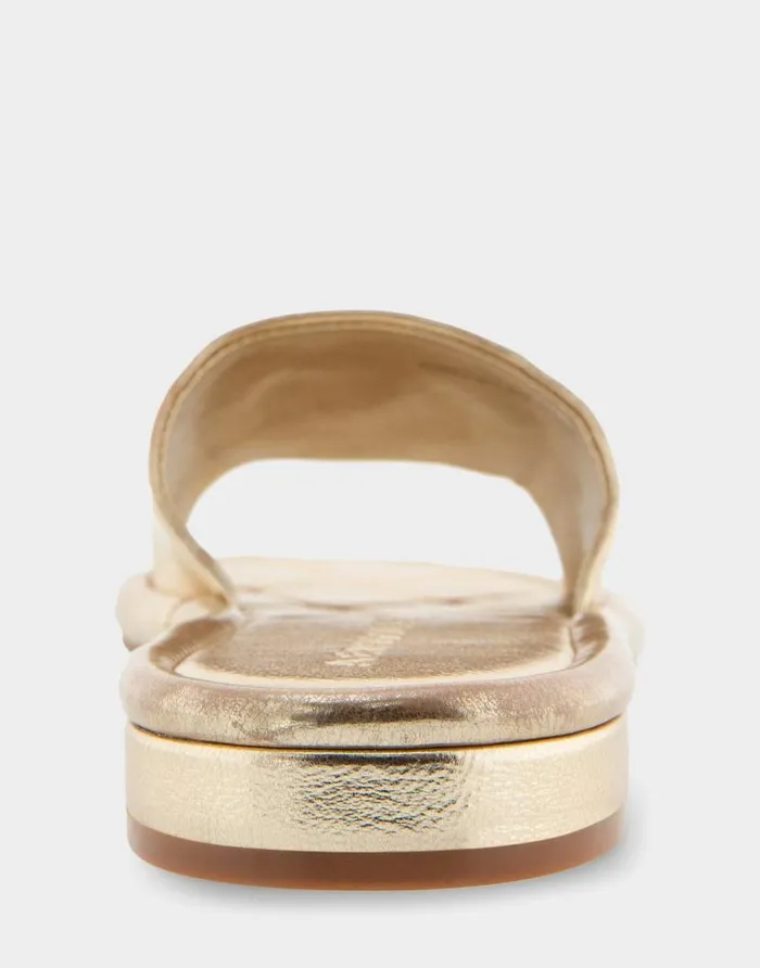 Aerosoles Comfortable Women039s Debossed Chain Link Slide Sandal In Soft Gold Faux Leather Soft Gold Faux Leather Women Slides