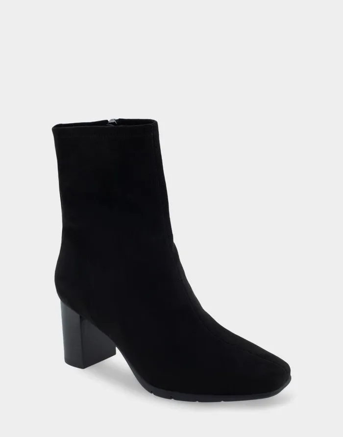 Aerosoles Comfortable Women039s Heeled Ankle Boot In Black Stretch Gabardine Black Stretch Gabardine Women Wide Width Boots