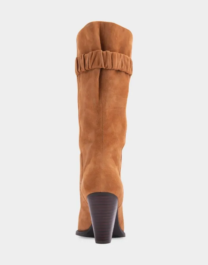 Aerosoles Comfortable Women039s Heeled Midcalf Boot In Tan Genuine Suede Tan Genuine Suede Women Heeled Boots