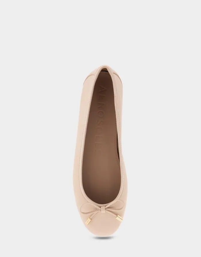 Aerosoles Comfortable Women039s Hidden Wedge Ballet Flat In Natural Genuine Leather Natural Genuine Leather Women Ballet