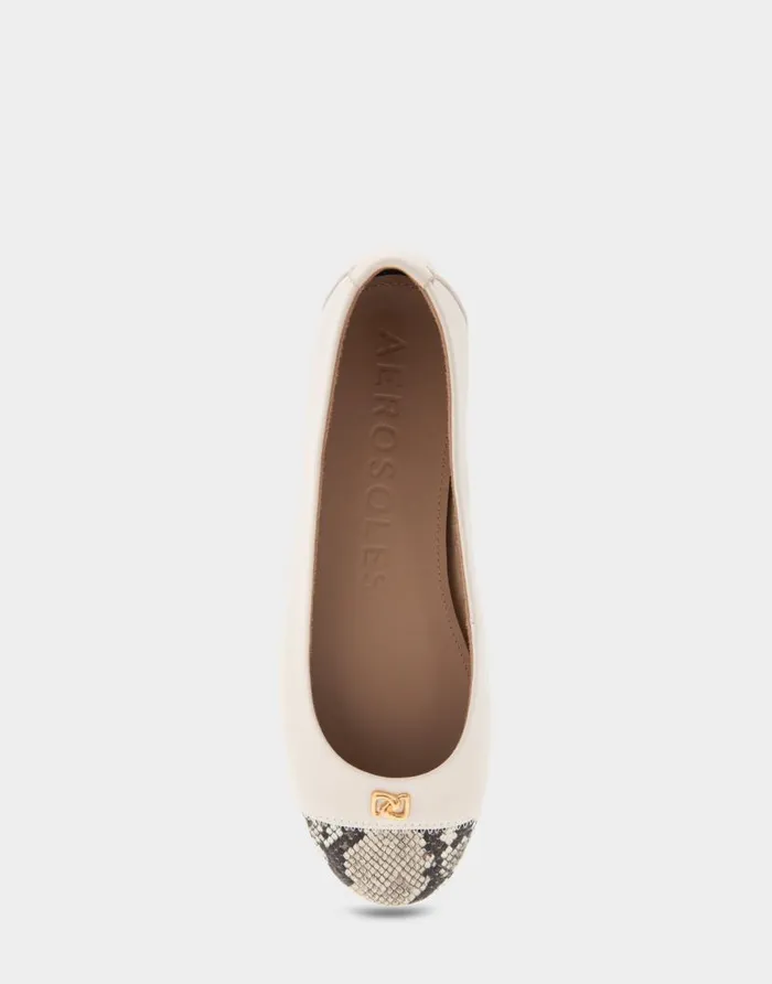 Aerosoles Comfortable Women039s Hidden Wedge Ballet Flat In Off White Genuine Leather Eggnog Genuine Leather Women Ballet