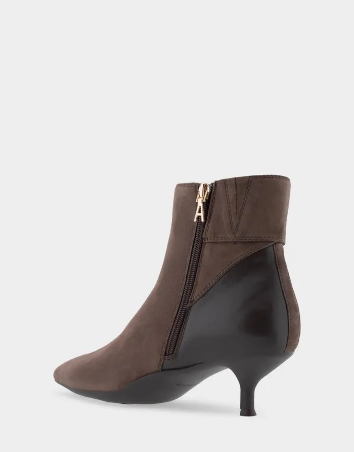 Aerosoles Comfortable Women039s Kitten Heel Ankle Boot In Brown Genuine Suede Java Genuine Suede Women Ankle Boots