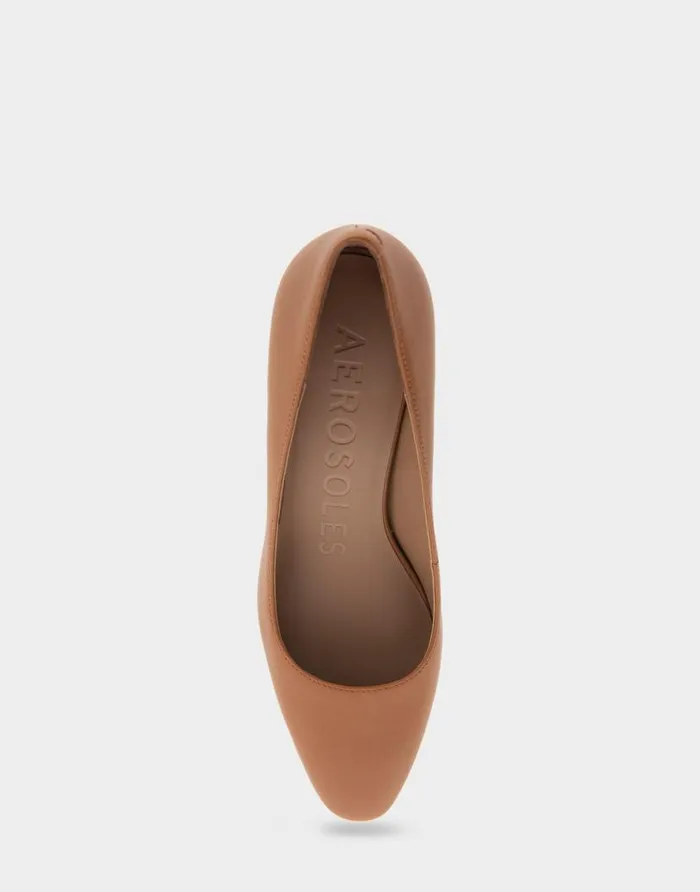 Aerosoles Comfortable Women039s Midheel Pump In Tan Leather Tan Leather Women Pumps