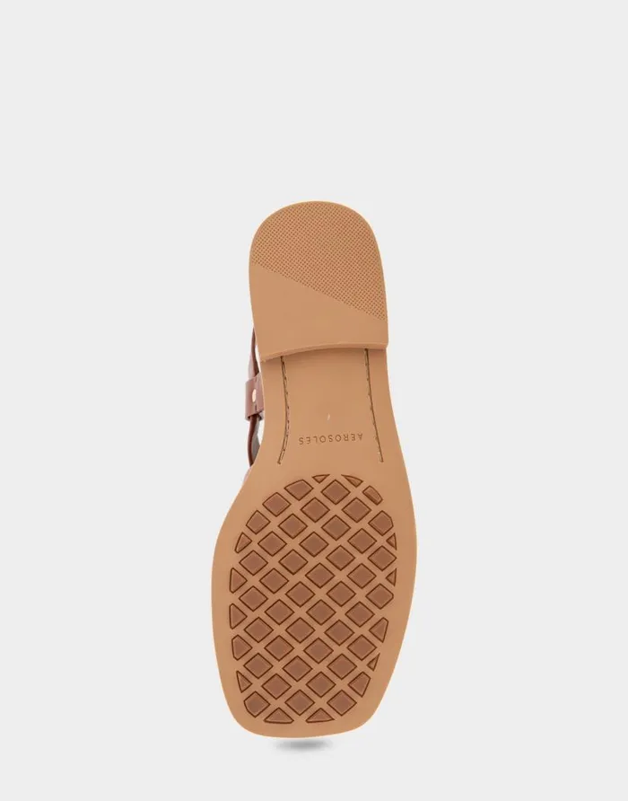 Aerosoles Comfortable Women039s Multi Strap Flat Sandal In Gingerbread Leather Gingerbread Leather Women Flats