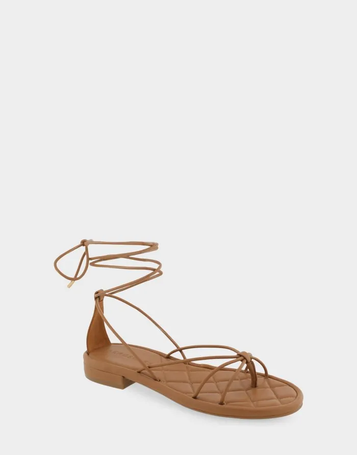 Aerosoles Comfortable Women039s Multi Strap Lace Up Sandal In Tan Faux Leather Tan Faux Leather Women Flats