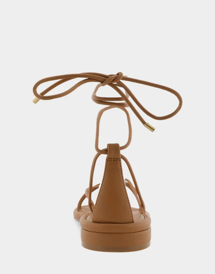 Aerosoles Comfortable Women039s Multi Strap Lace Up Sandal In Tan Faux Leather Tan Faux Leather Women Flats