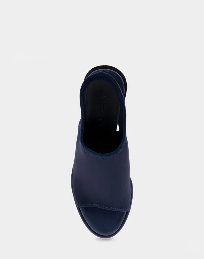 Aerosoles Comfortable Women039s Open Toe Stretch Wedge Shootie In Navy Stretch Gabardine Fabric Navy Stretch Gabardine Fabric Women Wedges