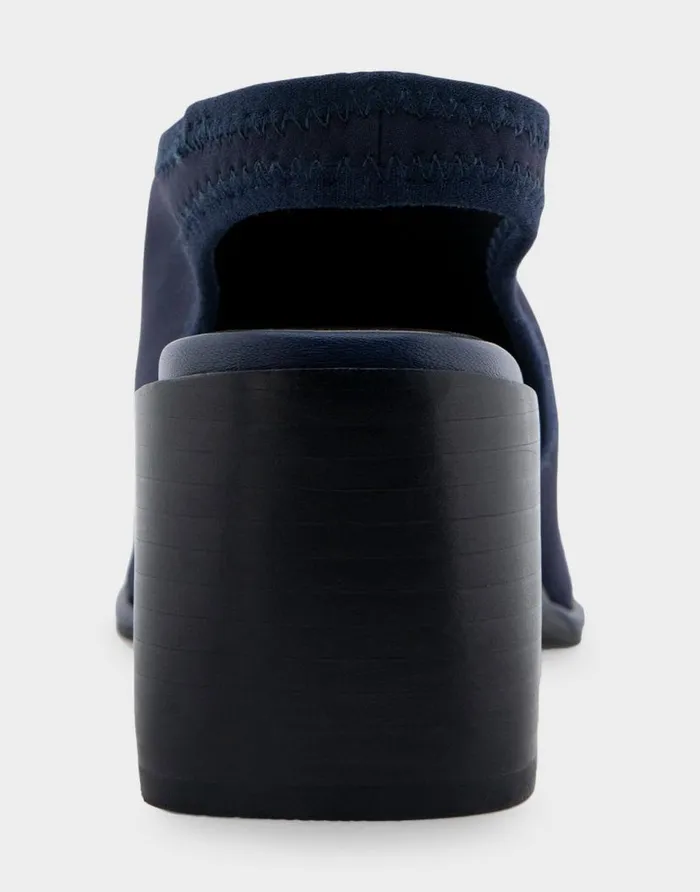 Aerosoles Comfortable Women039s Open Toe Stretch Wedge Shootie In Navy Stretch Gabardine Fabric Navy Stretch Gabardine Fabric Women Wedges