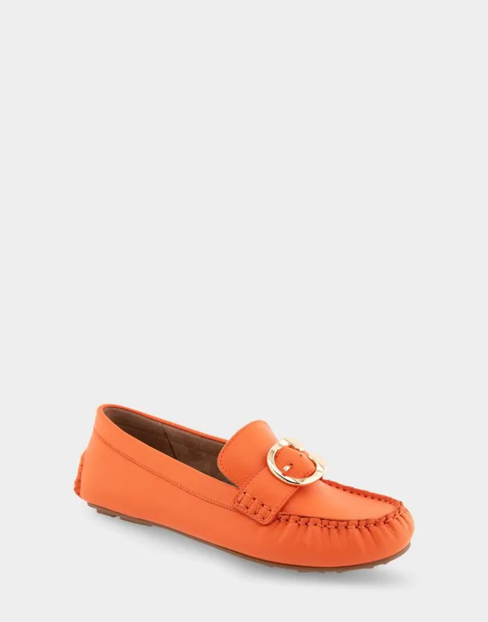 Aerosoles Comfortable Women039s Ornamented Driver In Mandarin Leather Mandarin Leather Women Loafers