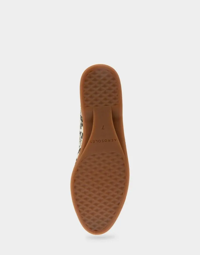 Aerosoles Comfortable Women039s Ornamented Flat In Snake Print Faux Leather Natural Printed Snake Faux Leather Women Ballet