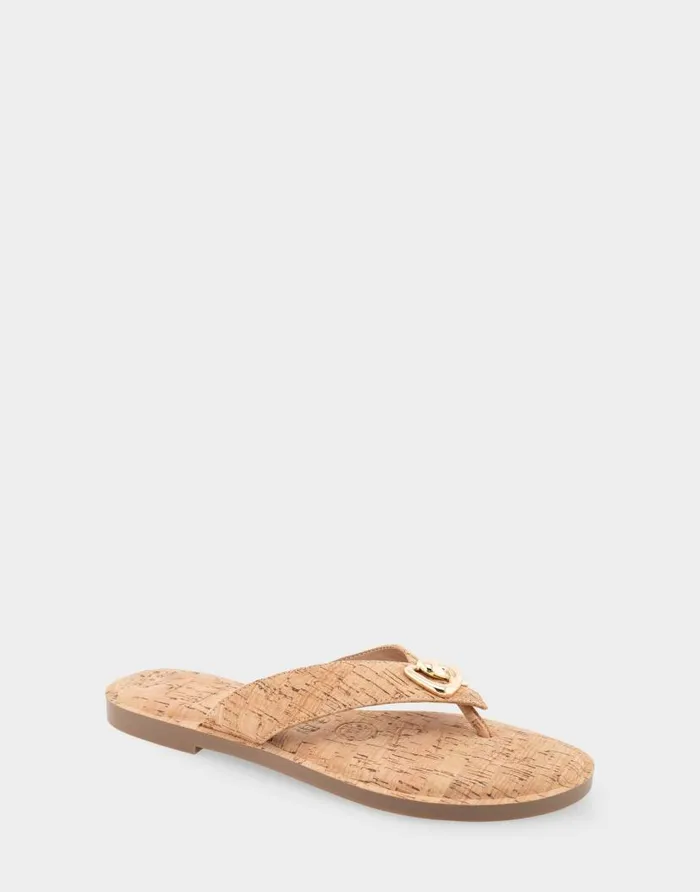 Aerosoles Comfortable Women039s Ornamented Thong Sandal In Cork Cork Cork Women Flats