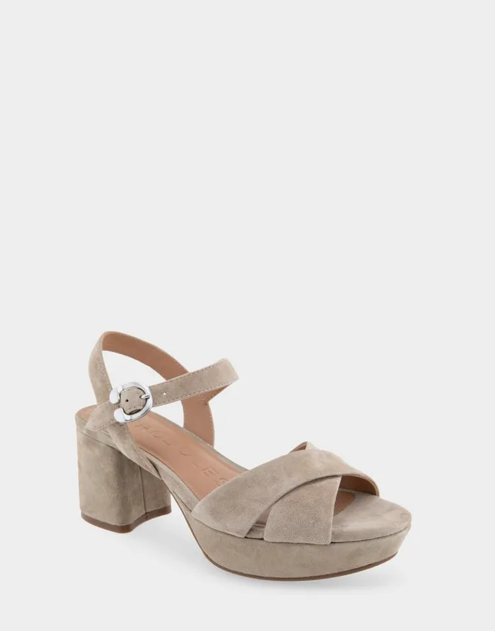 Aerosoles Comfortable Women039s Platform Sandal In Beige Genuine Suede Trench Coat Genuine Suede Women Platforms