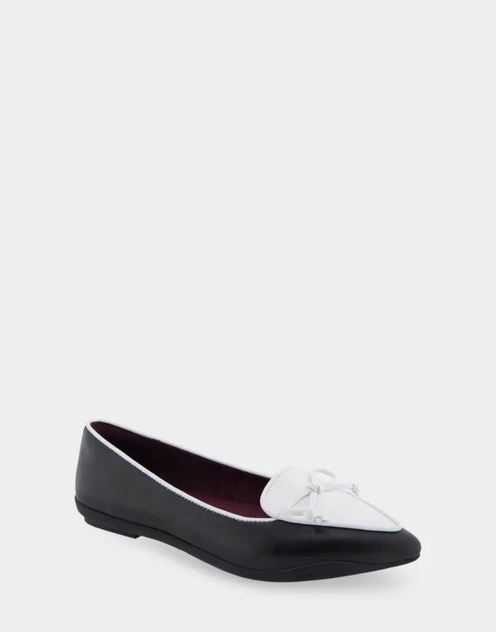 Aerosoles Comfortable Women039s Point Toe Flat In Black Genuine Leather Black Combo Genuine Leather Women Ballet