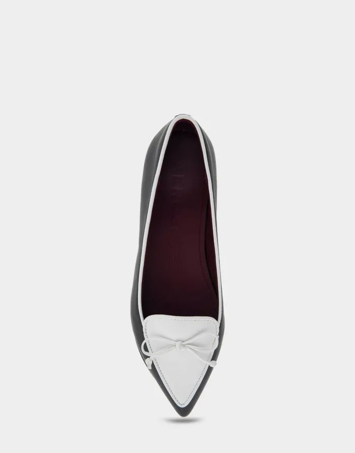 Aerosoles Comfortable Women039s Point Toe Flat In Black Genuine Leather Black Combo Genuine Leather Women Ballet