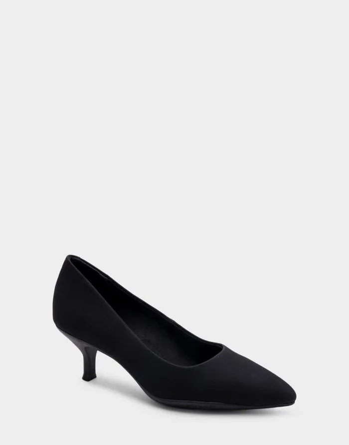 Aerosoles Comfortable Women039s Point Toe Kitten Heel Pump In Black Stretch Gabardine Fabric Black Stretch Gabardine Fabric Women Pumps