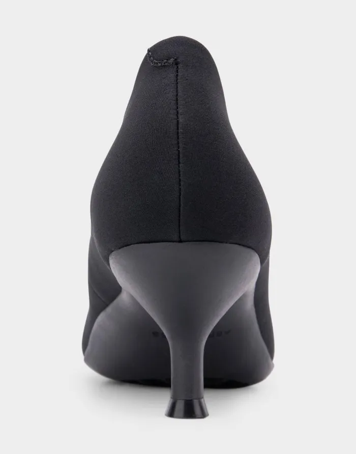 Aerosoles Comfortable Women039s Point Toe Kitten Heel Pump In Black Stretch Gabardine Fabric Black Stretch Gabardine Fabric Women Pumps