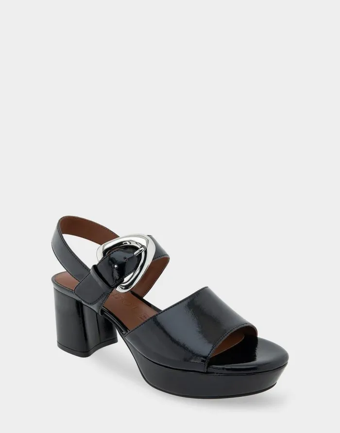 Aerosoles Comfortable Women039s Quarter Strap Platform Sandal In Black Patent Faux Leather Black Patent Faux Leather Women Platforms