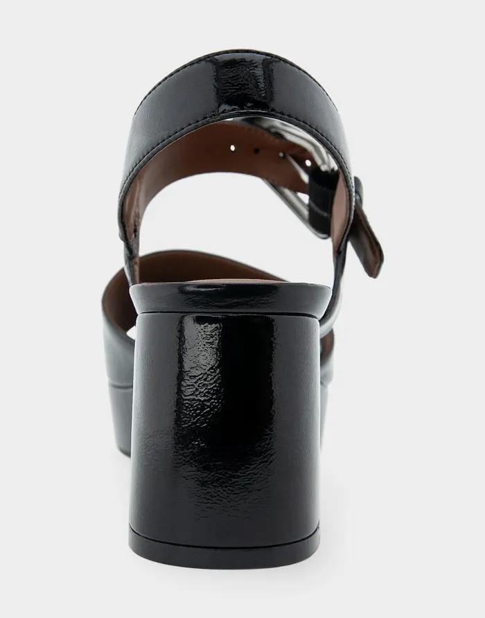 Aerosoles Comfortable Women039s Quarter Strap Platform Sandal In Black Patent Faux Leather Black Patent Faux Leather Women Platforms