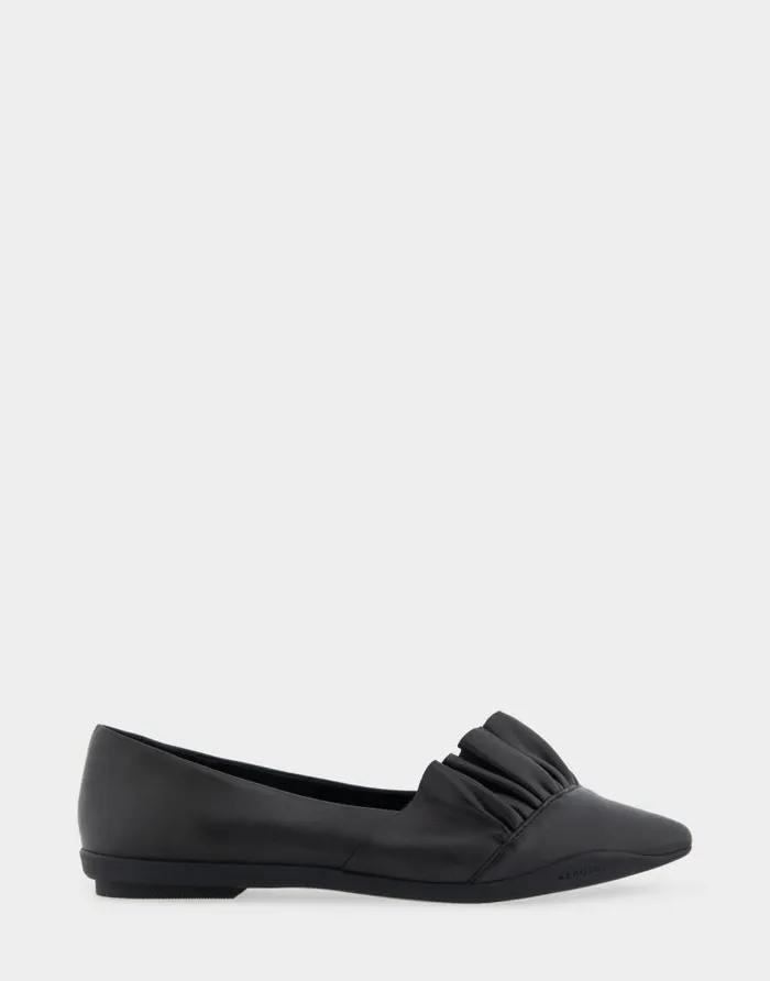 Aerosoles Comfortable Women039s Ruffled Point Toe Flat In Black Genuine Leather Black Genuine Leather Women Dress Aerosoles Comfortable Women039s Ruffled Point Toe Flat In Black Genuine Leather Black Genuine Leather Women Dress