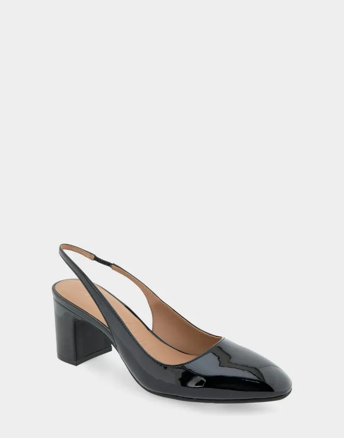 Aerosoles Comfortable Women039s Slingback Midheel Pump In Black Patent Faux Leather Black Patent Faux Leather Women Pumps
