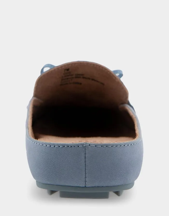Aerosoles Comfortable Women039s Slip On Driver In Dusty Blue Nubuck Leather Dusty Blue Nubuck Leather Women Wide Width Flats