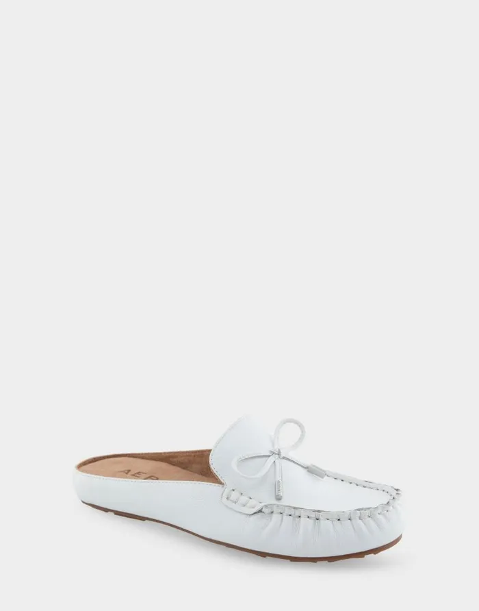 Aerosoles Comfortable Women039s Slip On Driver In White Leather White Leather Women Wide Width Flats