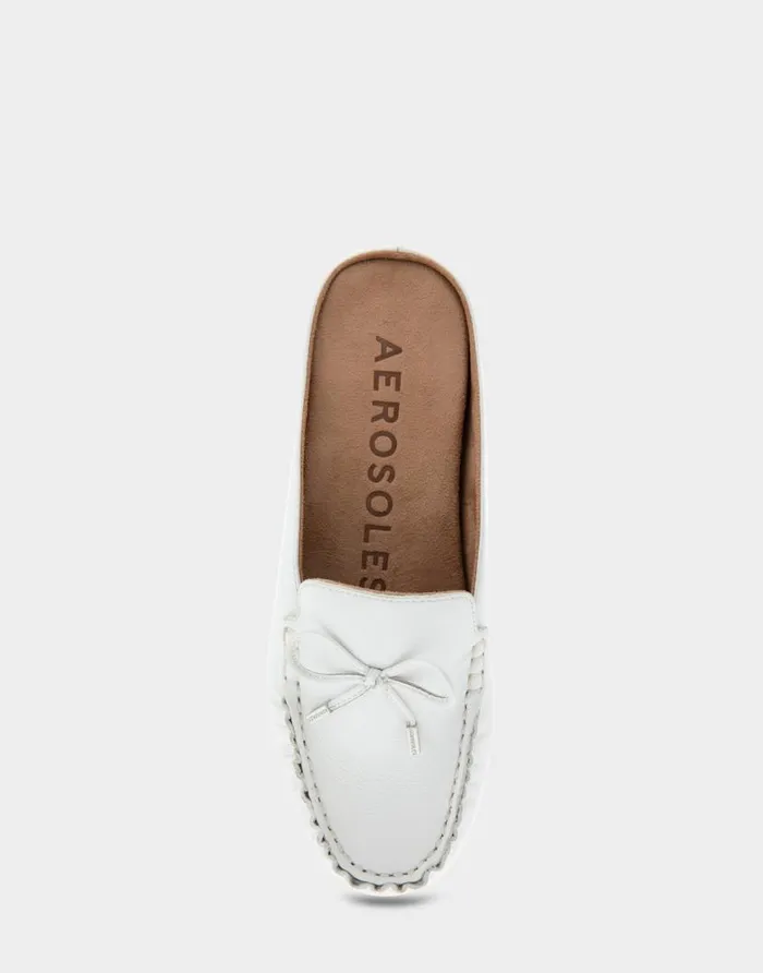Aerosoles Comfortable Women039s Slip On Driver In White Leather White Leather Women Wide Width Flats