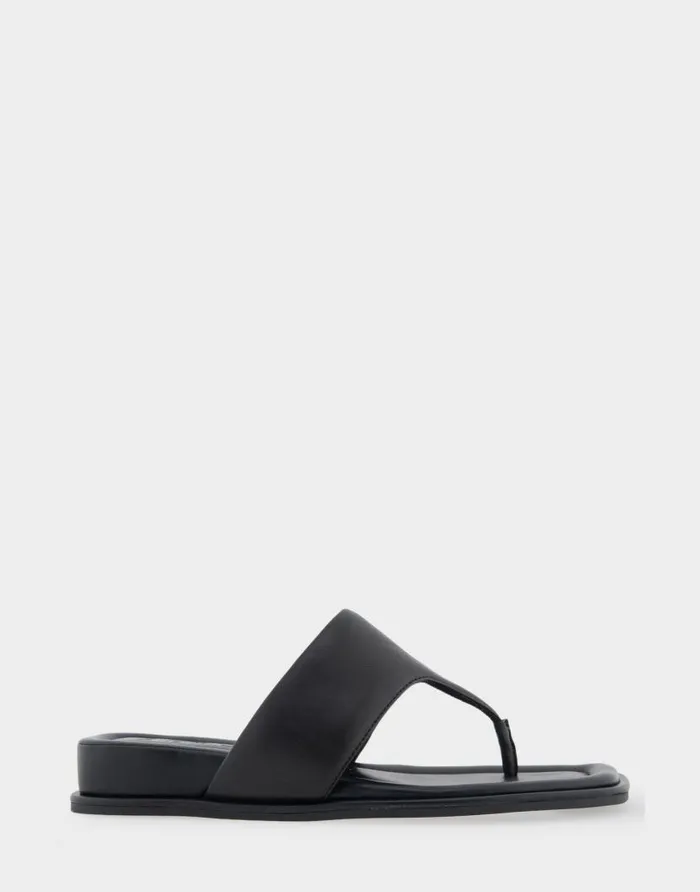 Aerosoles Comfortable Women039s Thong Mini Wedge Sandal In Black Leather Black Leather Women Wedges
