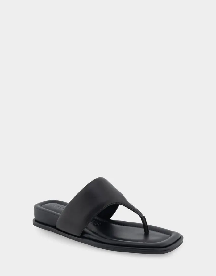 Aerosoles Comfortable Women039s Thong Mini Wedge Sandal In Black Leather Black Leather Women Wedges