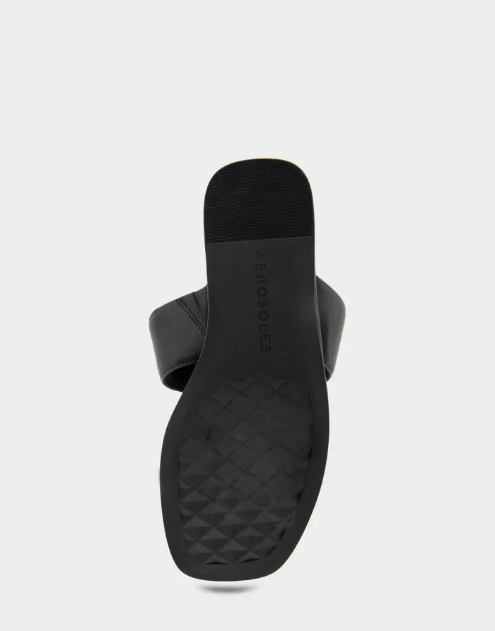 Aerosoles Comfortable Women039s Thong Mini Wedge Sandal In Black Leather Black Leather Women Wedges
