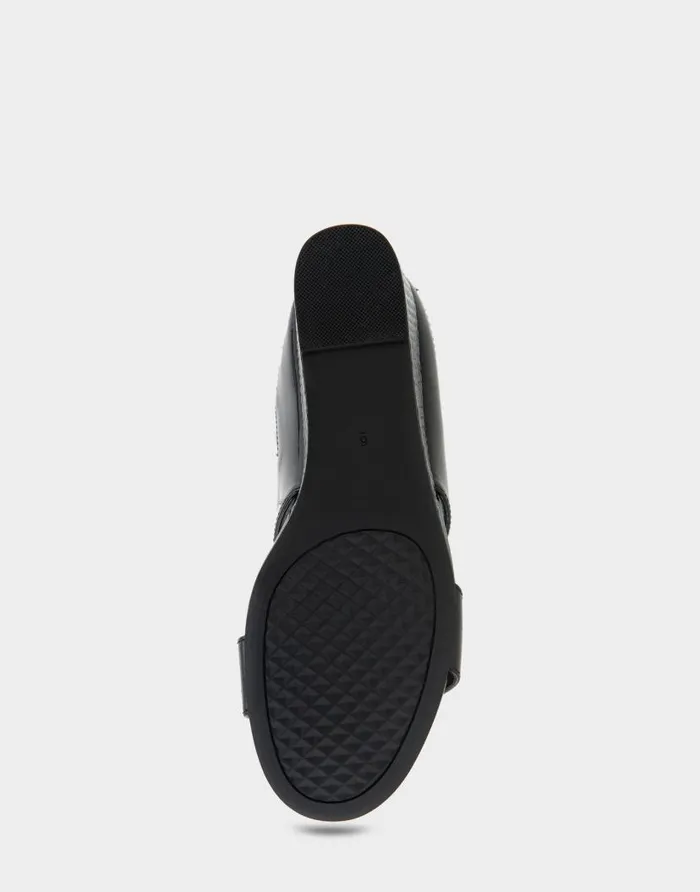Aerosoles Comfortable Women039s Two Band Mid Wedge Slide Sandal In Black Patent Faux Leather Black Patent Faux Leather Women Slides