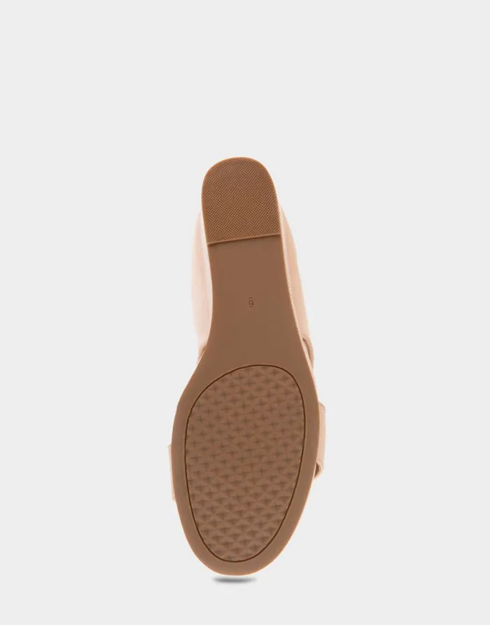Aerosoles Comfortable Women039s Two Band Mid Wedge Slide Sandal In Cipria Faux Leather Cipria Faux Leather Women Slides