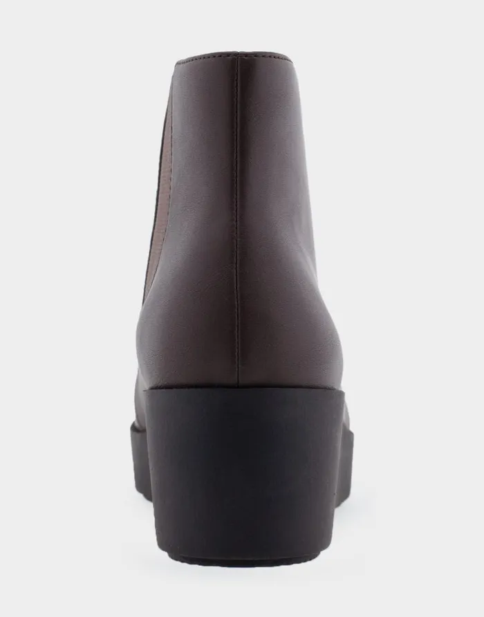 Aerosoles Comfortable Women039s Wedge Heel Ankle Boot In Brown Faux Leather Java Faux Leather Women Ankle Boots