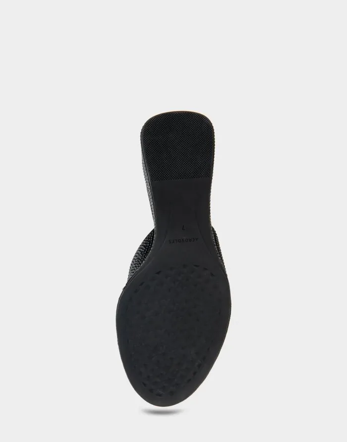 Aerosoles Comfortable Women039s Wedge Slide In Black Fabric With Crystals Black Fabric With Crystals Women Dress