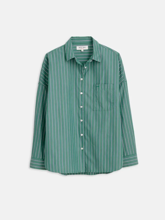 Alex Mill Shirts Tops Women Jo Shirt In Striped Paper Poplin Green Stripe