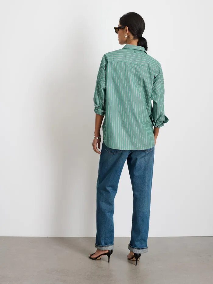 Alex Mill Shirts Tops Women Jo Shirt In Striped Paper Poplin Green Stripe