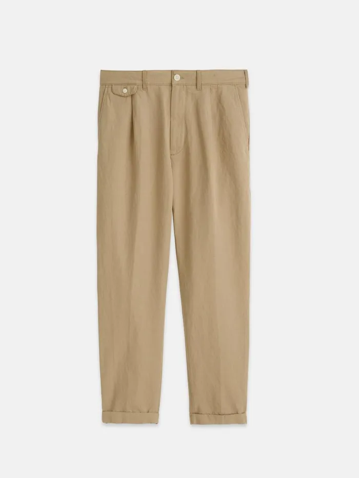 Alex Mill Suiting Blazers Men Standard Pleated Pant In Cotton Linen Khaki