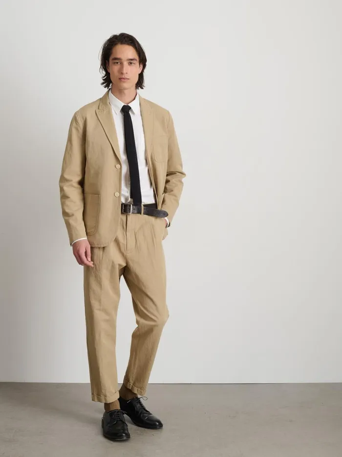 Alex Mill Suiting Blazers Men Standard Pleated Pant In Cotton Linen Khaki