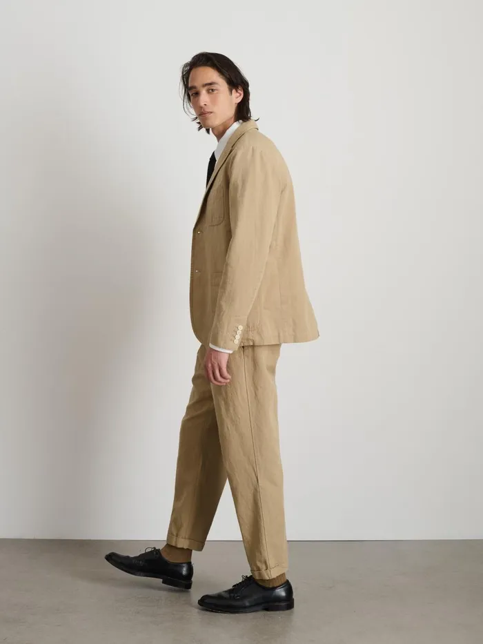 Alex Mill Suiting Blazers Men Standard Pleated Pant In Cotton Linen Khaki