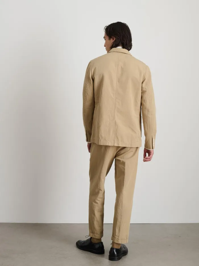 Alex Mill Suiting Blazers Men Standard Pleated Pant In Cotton Linen Khaki