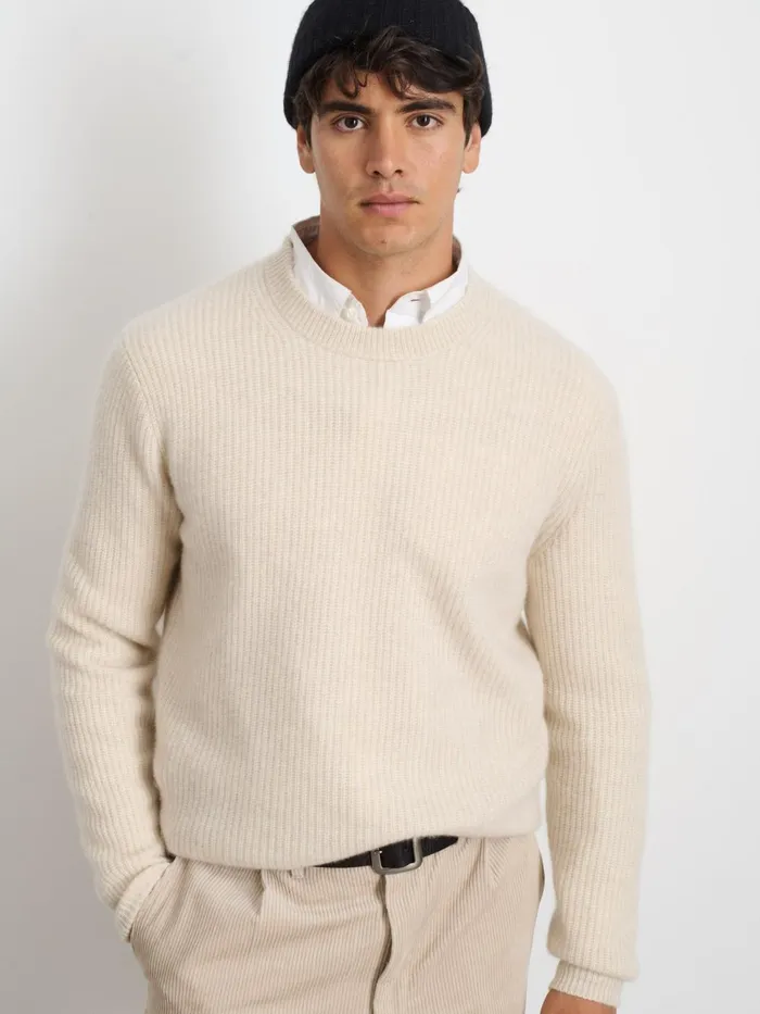 Alex Mill Sweaters Sweatshirts Men Jordan Sweater In Washed Cashmere Heather Ecru