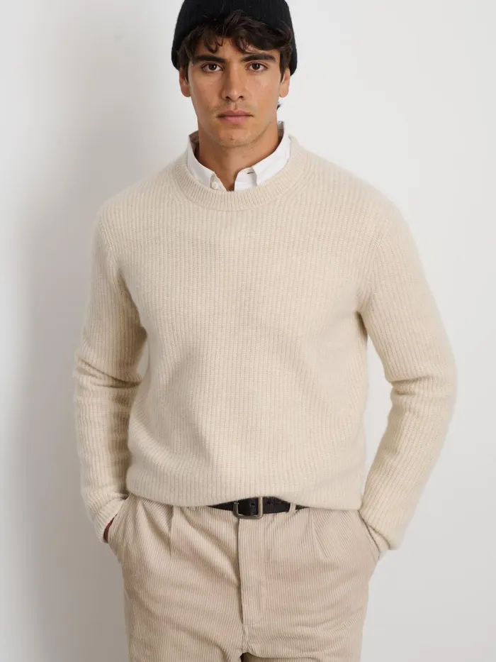 Alex Mill Sweaters Sweatshirts Men Jordan Sweater In Washed Cashmere Heather Ecru