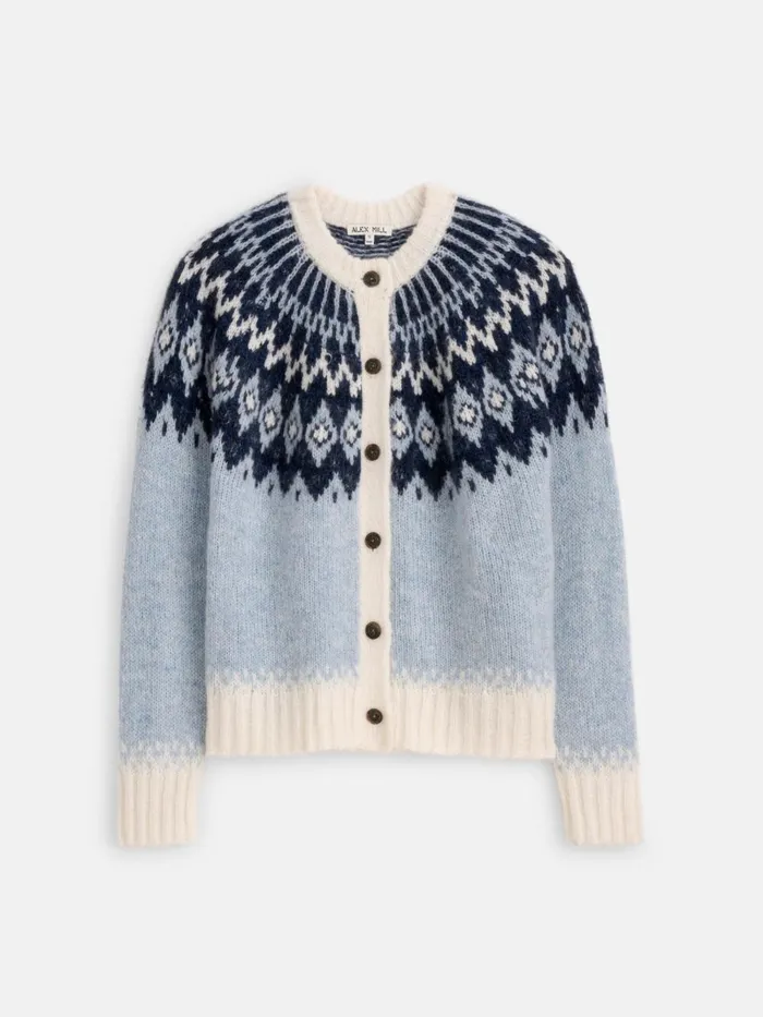 Alex Mill Sweaters Women Ashwood Fair Isle Cardigan Frosty Blue Combo