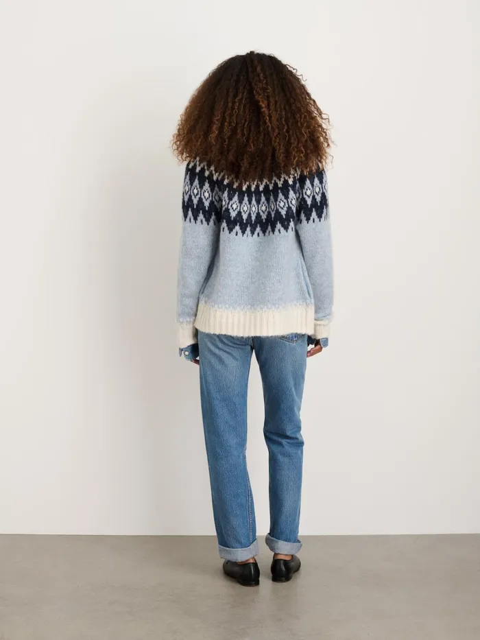 Alex Mill Sweaters Women Ashwood Fair Isle Cardigan Frosty Blue Combo